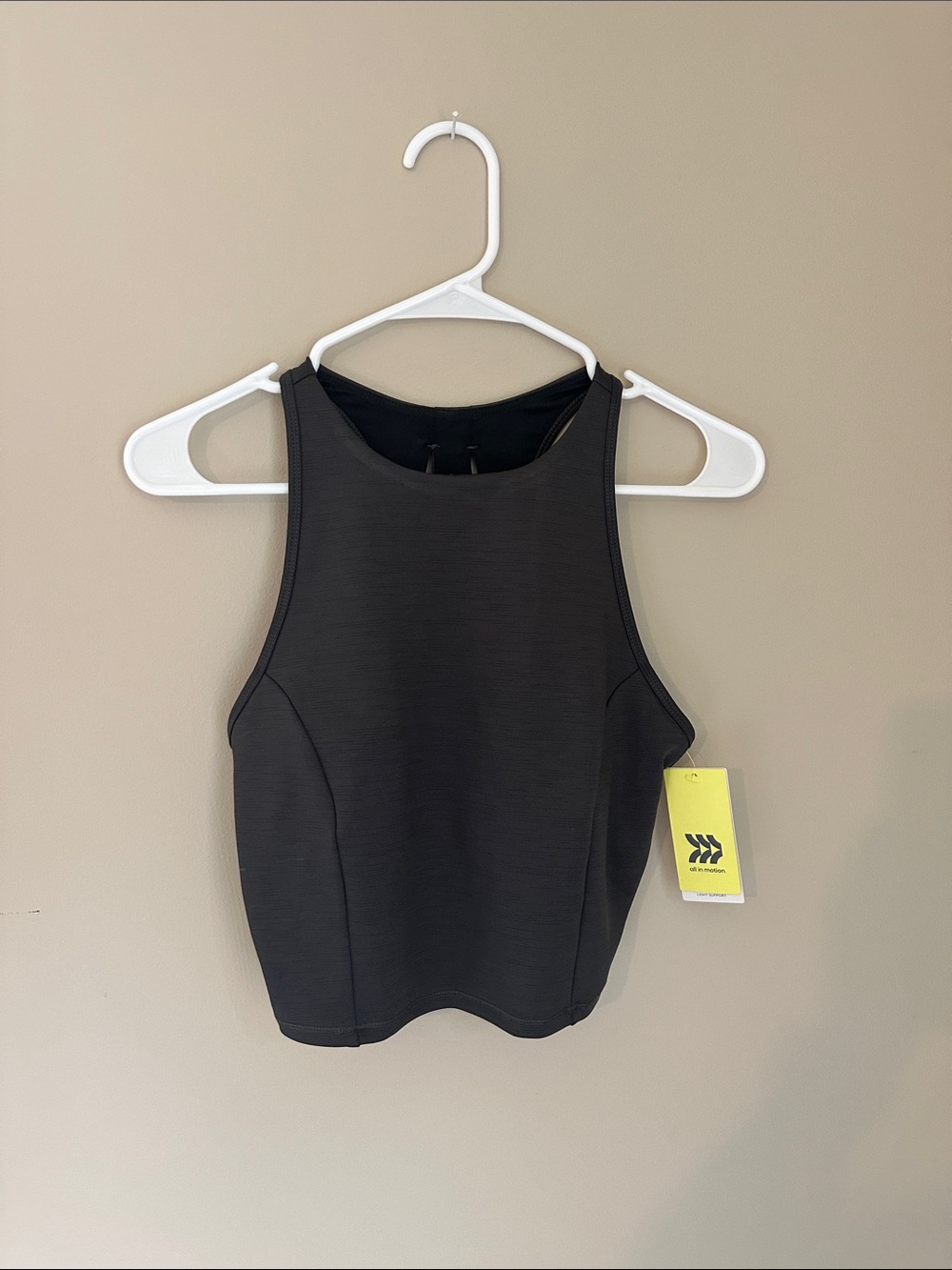 all in motion Black High-Neck Cropped Tank